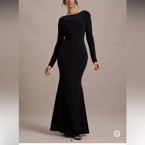 Chic Long Sleeve Black Maxi Dress